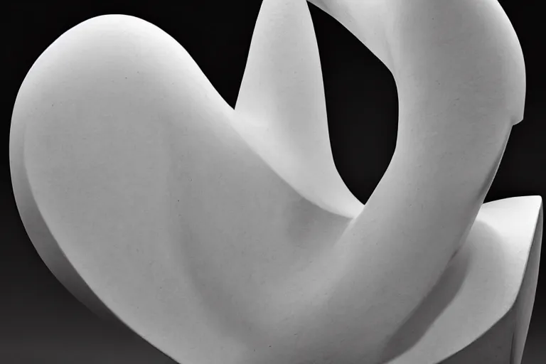 Prompt: a black and white photo of a sculpture, an abstract sculpture by isamu noguchi, zbrush central, precisionism, marble sculpture, biomorphic