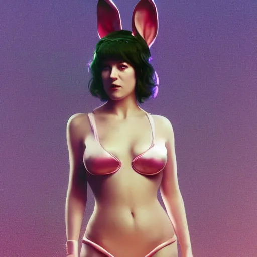 Image similar to detailed film still of mary winstead wearing a playboy bunny outfit, 8 k, by greg rutkowski, artgerm, global illumination