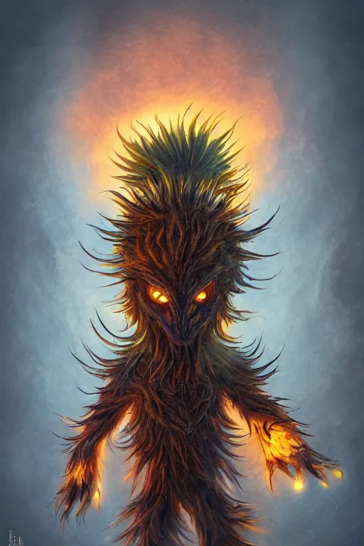 Image similar to a humanoid figure thistle monster, glowing amber eyes, highly detailed, digital art, sharp focus, trending on art station, plant, anime art style