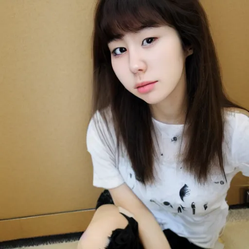 Image similar to a cute young korean girl with messy hair