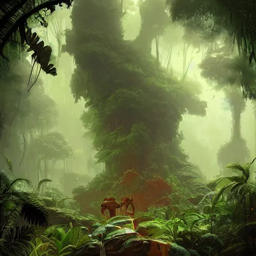 Image similar to jungle lsd hallucination by greg rutkowski