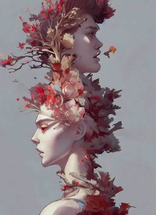 Image similar to character design by james jean, ruan jia, ilya kuvshinov, martine johanna, jakub rebelka ( ( ( portrait of goddess gaea in seductive luxurious flowy flowery dress ) ) ) emerging from lighting and powerful thunder, sharp edges. ultra detailed, majestic, intricate,