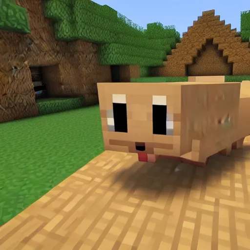 Image similar to hamster in minecraft