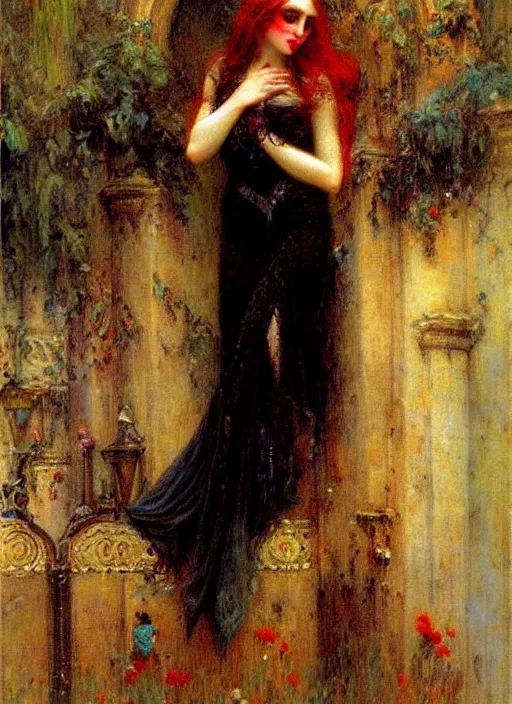 Prompt: vertical prtrait of a gothic princess. by gaston bussiere