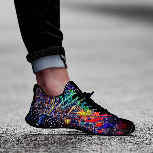 Image similar to Ultra detailed elven sneakers designed by Legolas from Lord of the Rings, superresolution, HDR, futuristic sneakers