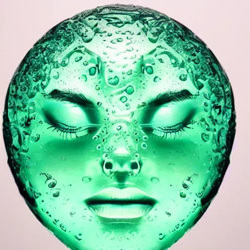 Image similar to a female face beautiful made from carbonated water!