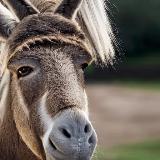 Image similar to a donkey in the style of pamela anderson, very detailed, 4 k, photorealistic