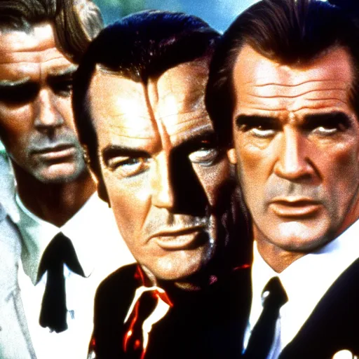 Prompt: battle royale between james bond actors sean connery, roger moore, timothy dalton, pierce brosnan, and daniel craig