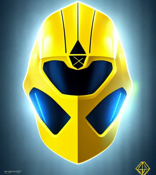 Prompt: symmetry!! yellow ranger, lightning - bolt - shaped helmet!!, hard edges, product render retro - futuristic poster scifi, lasers and neon circuits, yellow ranger, thunder, lightning, intricate, elegant, highly detailed, digital painting, artstation, concept art, smooth, sharp focus, illustration, dreamlike, art by artgerm