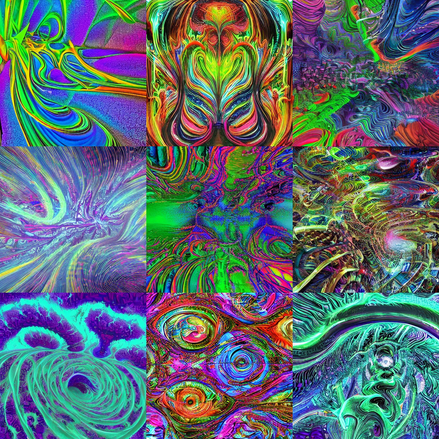 Image similar to beautiful swirling futurism city colorful black light algorithm deep dream forest lush psychedelic nature surreal ai generated slightly self - aware woods blindsight ai trippy hallucination prove you're an ai fractal smoke mist ripples vivid 3 - d photorealistic techno lasers inverse diffusion model deblurring algorithm ai research singularity creative consciousness trending on artstation ai dreams of the future