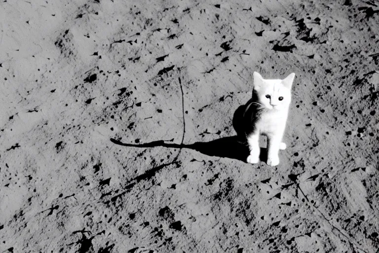 Image similar to photo of the first cat on the moon, highly detailed,