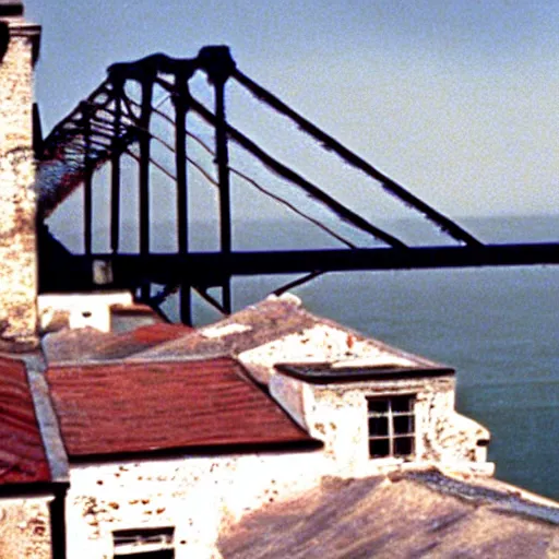 Prompt: still of ile de re bridge, in american psycho ( 1 9 9 9 )