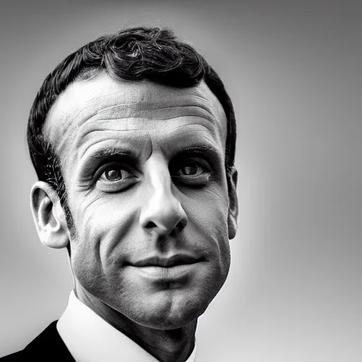 Image similar to digital art portrait of emmanuel macron with robot ears falling in the sun, 4k, sharp focus, Andreas Rocha