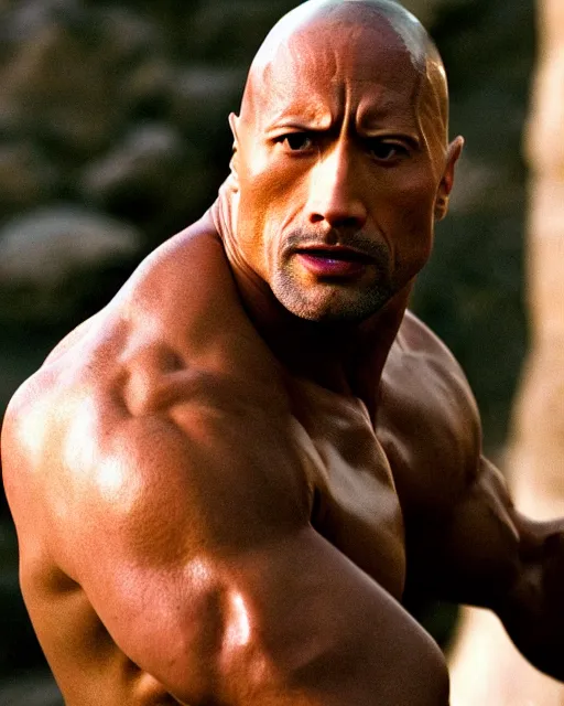 Image similar to film still close up shot of dwayne johnson as maximus from the movie gladiator. photographic, photography