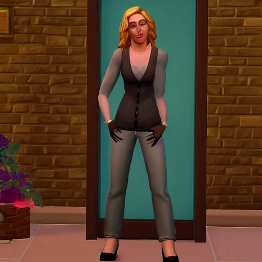 Image similar to a medium shot of madonna. snapshot from the sims