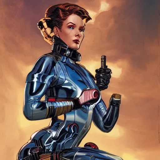 Image similar to portrait of a female android, by MARVEL comics and Joseph Christian Leyendecker and Sandra Chevrier