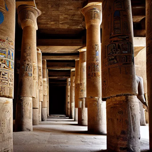 Prompt: Interior of an ancient egyptian temple, photography, award winning, 8k