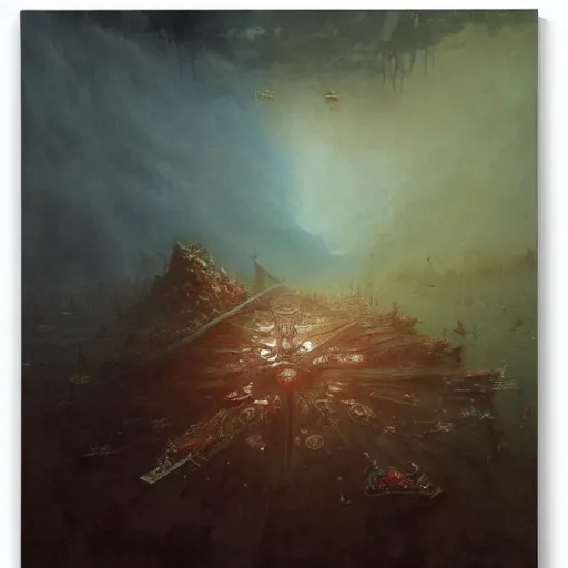 Prompt: gods of the deep, throne worlds, ascendent plane, by Beksinski Finnian and Ruan Jia