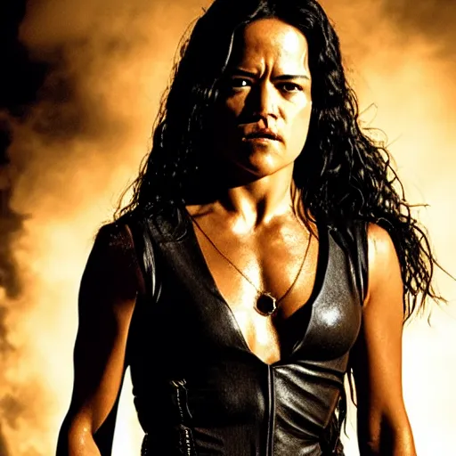 Prompt: michelle rodriguez as mazikeen, portrait,