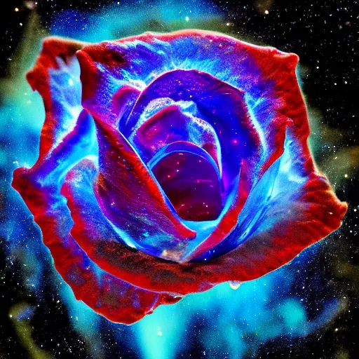 Prompt: award - winning macro of a beautiful crystal rose made of molten magma and nebulae on black background by harold davis, highly detailed, inner glow, trending on deviantart, artstation and flickr, nasa space photography, national geographic