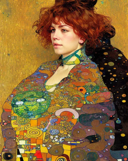 Prompt: adventurer cat portrait an oil painting splashes with many colors and shapes by gustav klimt greg rutkowski and alphonse mucha, polycount, generative art, psychedelic, fractalism, glitch art