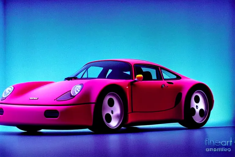 Image similar to designed by giorgetto giugiaro stylized poster of a single 9 5 9 concept, thick neon lights, ektachrome photograph, volumetric lighting, f 8 aperture, cinematic eastman 5 3 8 4 film