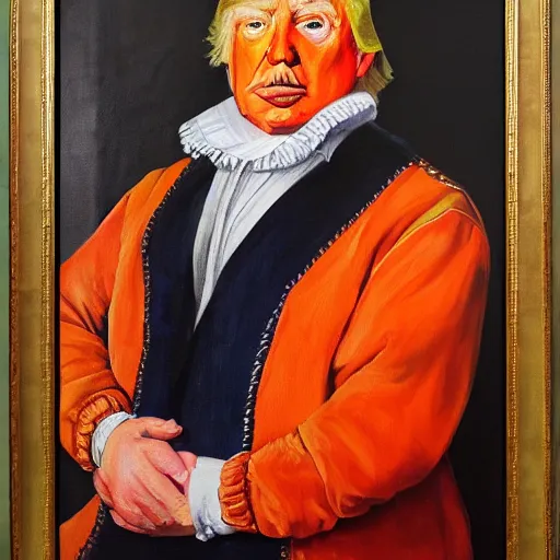 Prompt: oil painting portrait of donald trump, Frans Hals style