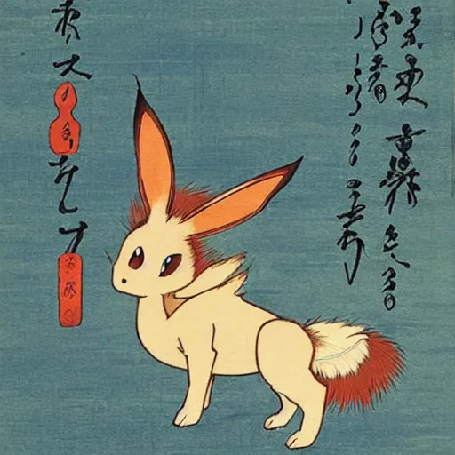 Image similar to Beautiful Ukiyo-e painting of an Eevee