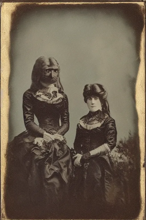 Image similar to daguerreotype of human - animal clones