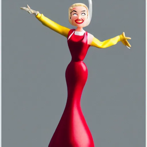 Image similar to individual grace kelly ( ( ( cosplay tex avery ) ) ), grace kelly, grace kelly, stop motion vinyl action figure, plastic, toy, very reflective, aaron horkey style