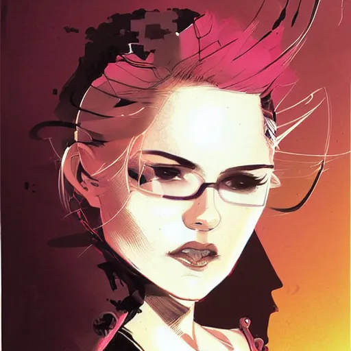 Image similar to highly detailed portrait of a punk young lady by Greg Tocchini and Cliff Chiang