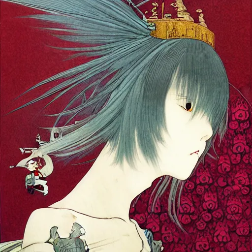 Image similar to prompt : portrait of fantasy character painted in miyazaki color style drawn by katsuhiro otomo and takato yamamoto, inspired by fables, china doll face, smooth face feature, intricate oil painting, high detail, sharp high detail, manga and anime 2 0 0 0