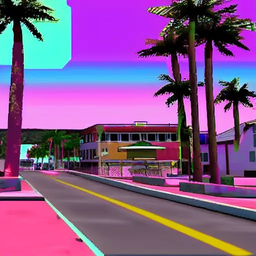 Image similar to new gta vice city, vaporwave, loading game