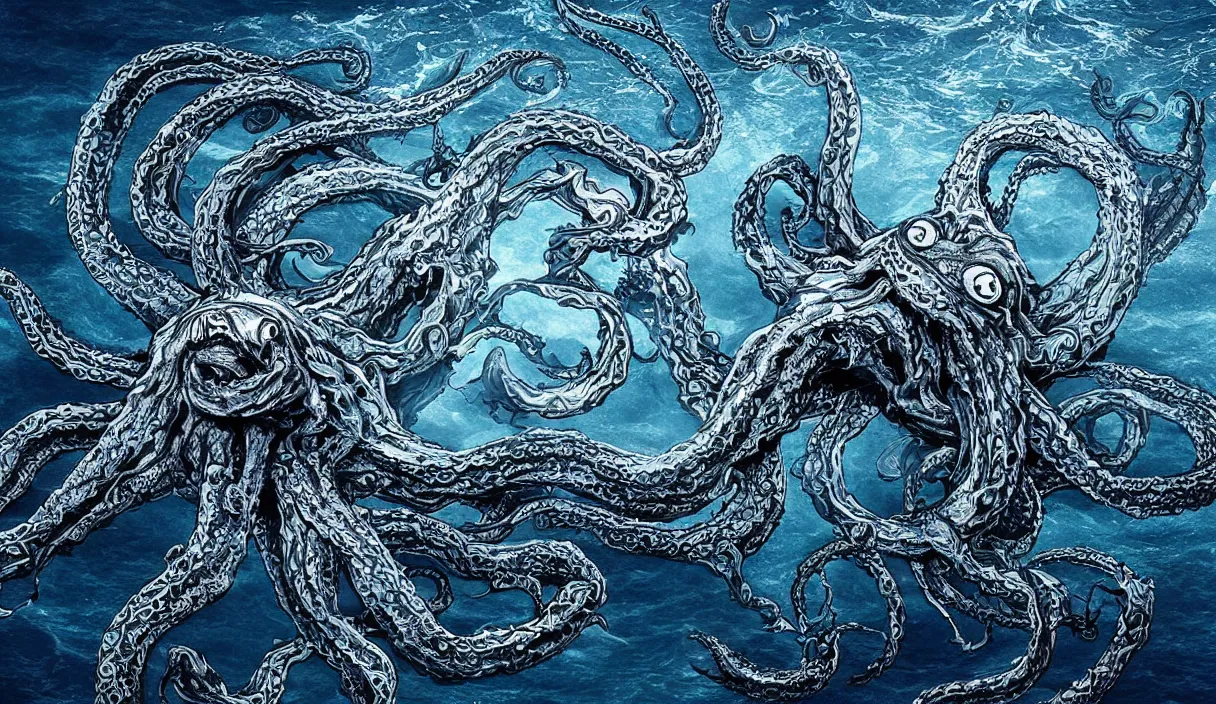 Image similar to kraken in the middle of the sea, hd, hdr, 8 k