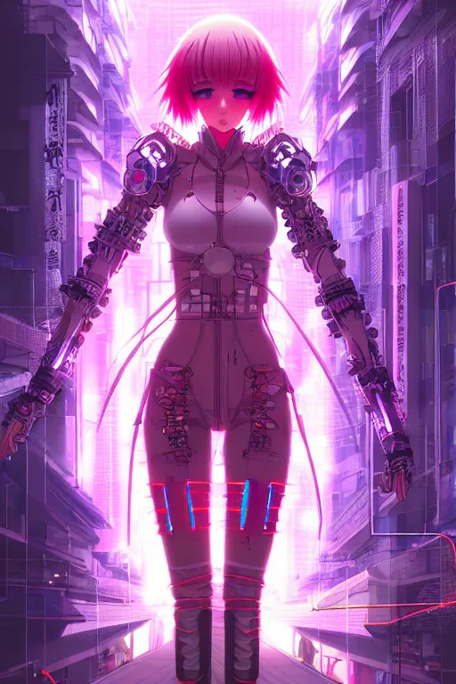 Prompt: anime key visua futuristic cyber warrior girl, on cyberpunk neon light tokyo rooftop, ssci - fi and fantasy, intricate and very beautiful, highly detailed and digital painting, concept art, smooth, illustration, art by l taekwon kim / a - rang style and liya nikorov and rongzhen luo and rossdraws