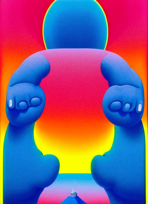 Image similar to devil by shusei nagaoka, kaws, david rudnick, airbrush on canvas, pastell colours, cell shaded, 8 k