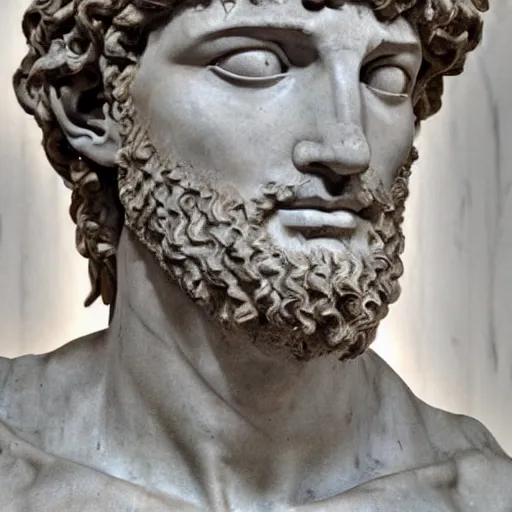 Image similar to Michelangelo's David with a beard and ample chest hair