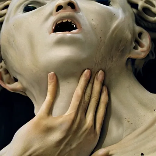 Prompt: ultra - photorealistic, epic scene from horror movie called pieta, best jumpscare scene, intricate details, sharp focus, baroque, symmetrical realistic, perfect face and anatomy ultra - details, 4 k, uhd, beautiful random content position