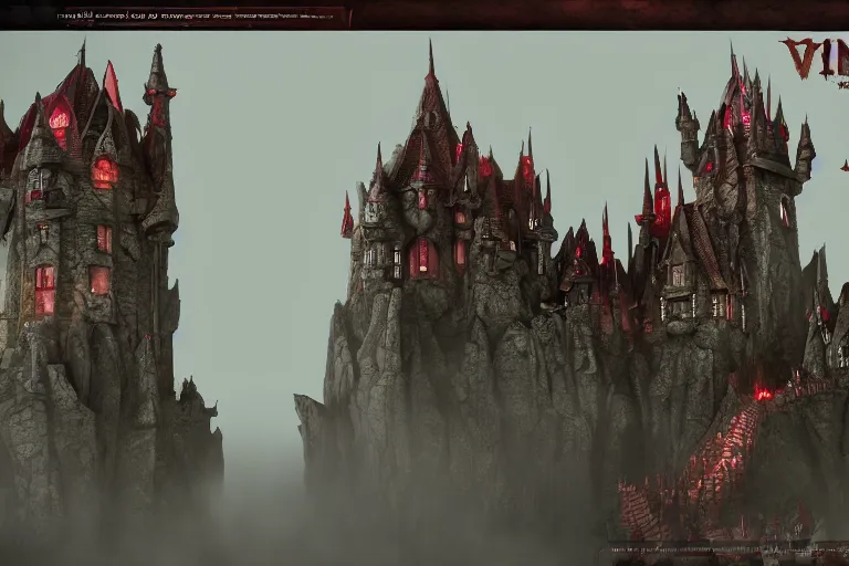 Image similar to big evil castle - city rock dark shadow elves, might and magic heroes vii, dark fantasy, shadows, artstation trending, unreal engine 5, red