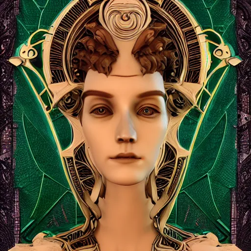 Image similar to artnouveau 4 d realistic unknown alien civilization goddesses portrait detailed 8 k