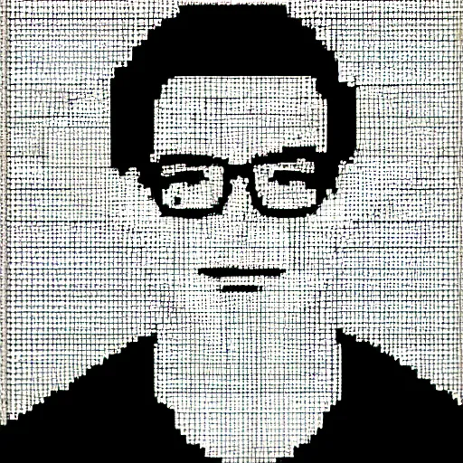 Prompt: pixel art of Josh Gondelman, black and white, clip art