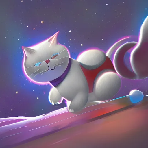 Prompt: concept art of annoyed cat adventures in space, digital painting, trending on artstation, 4 k resolution, highly detailed