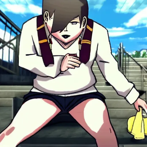 Prompt: carl brutananadilewski!!!!!!!!! in danganronpa, obese, wifebeater