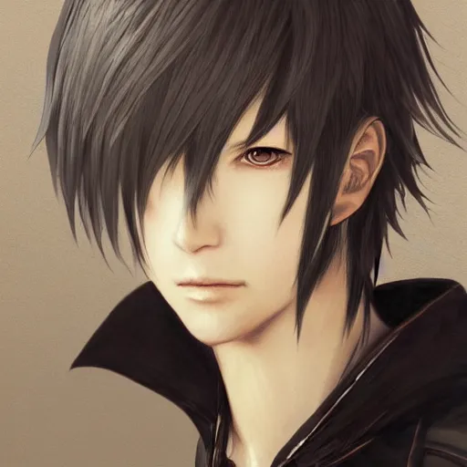 Prompt: portrait of noctis lucis caelum, drawn by akihiko yoshida, in the style of bravely default ii, fantasy themed, highly detailed, sharp focus, trending on artstation,