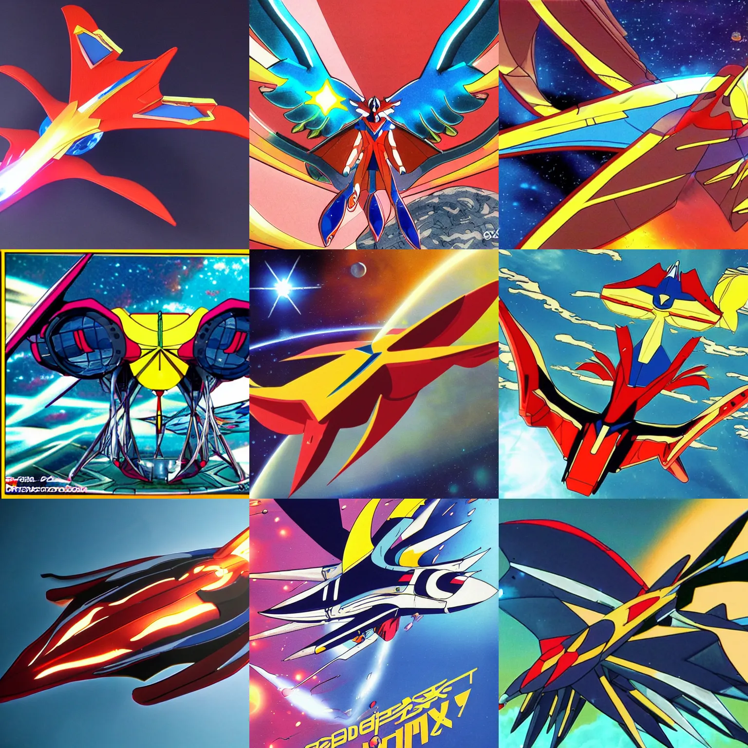 Prompt: god phoenix space ship from gatchaman 科 学 忍 者 隊 カッチャマン