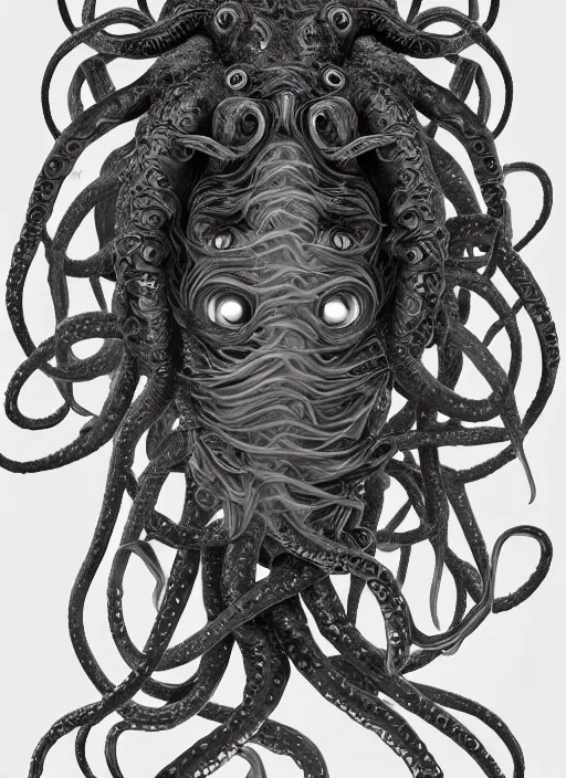 Image similar to hyper realistic photography of intricate deep sea medusa squid hybrid cinematic, symmetric detailed,