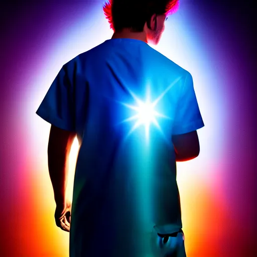 Image similar to portrait of rick sanchez, lab coat and tee shirt, lens flare, atmosphere, glow, detailed, intricate, full of colour, cinematic lighting, 4 k, hyperrealistic, focused, extreme details, cinematic, masterpiece