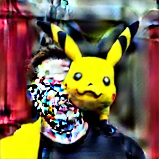 Image similar to elon musk with a pikachu costume