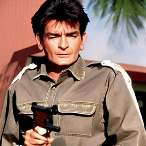 Prompt: charlie sheen in bonanza