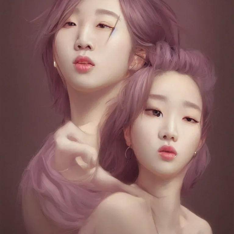 Image similar to portrait of kpop idol, expressive pose, lively expression, a pastel by chip zdarsky, trending on pinterest, mingei, full body, stylish, intricate, elegant, rose tones, highly detailed, digital painting, artstation, concept art, smooth, sharp focus, illustration, art by artgerm and greg rutkowski and alphonse mucha